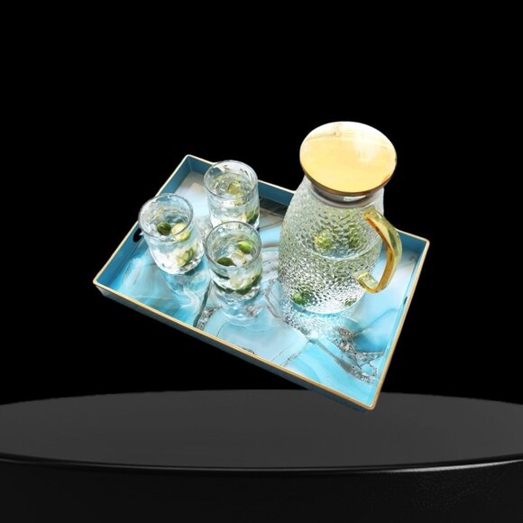 Spsyrine Decorative Tray, Plastic Marble Serving Tray EUC - Picture 4 of 6